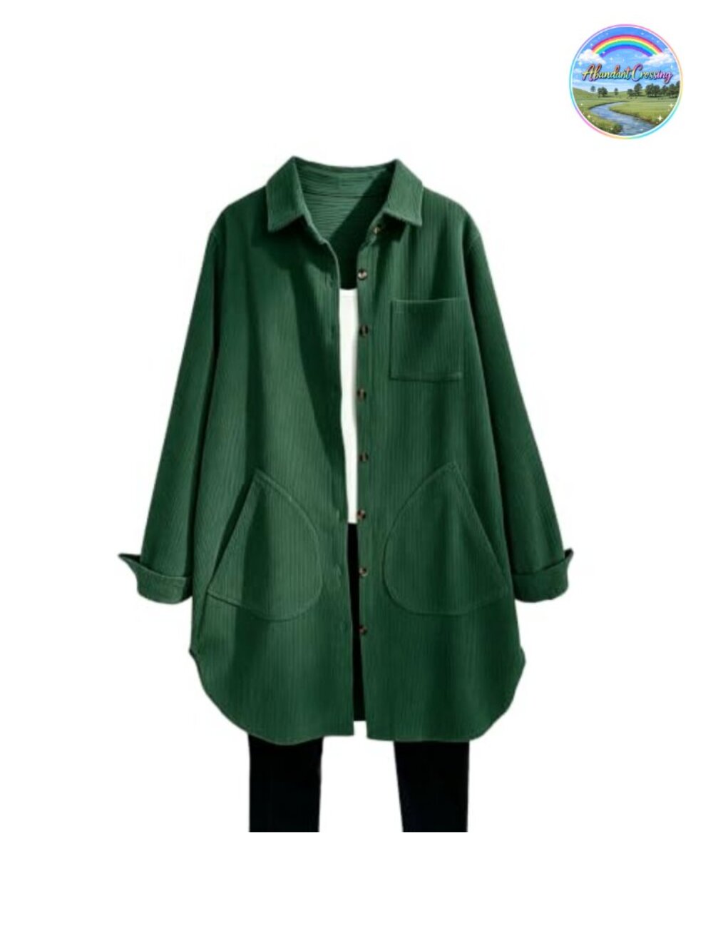 Women's Corduroy Shirt Coat Long Sleeve Button Down Blouse with Pockets